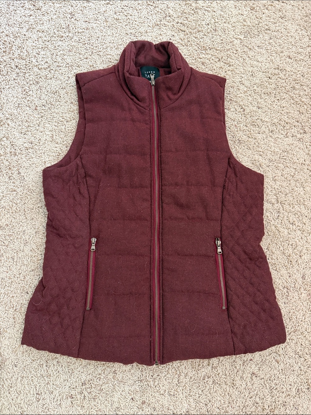Lemon Tart - Women's Quilted Sleeveless Vest in Burgundy